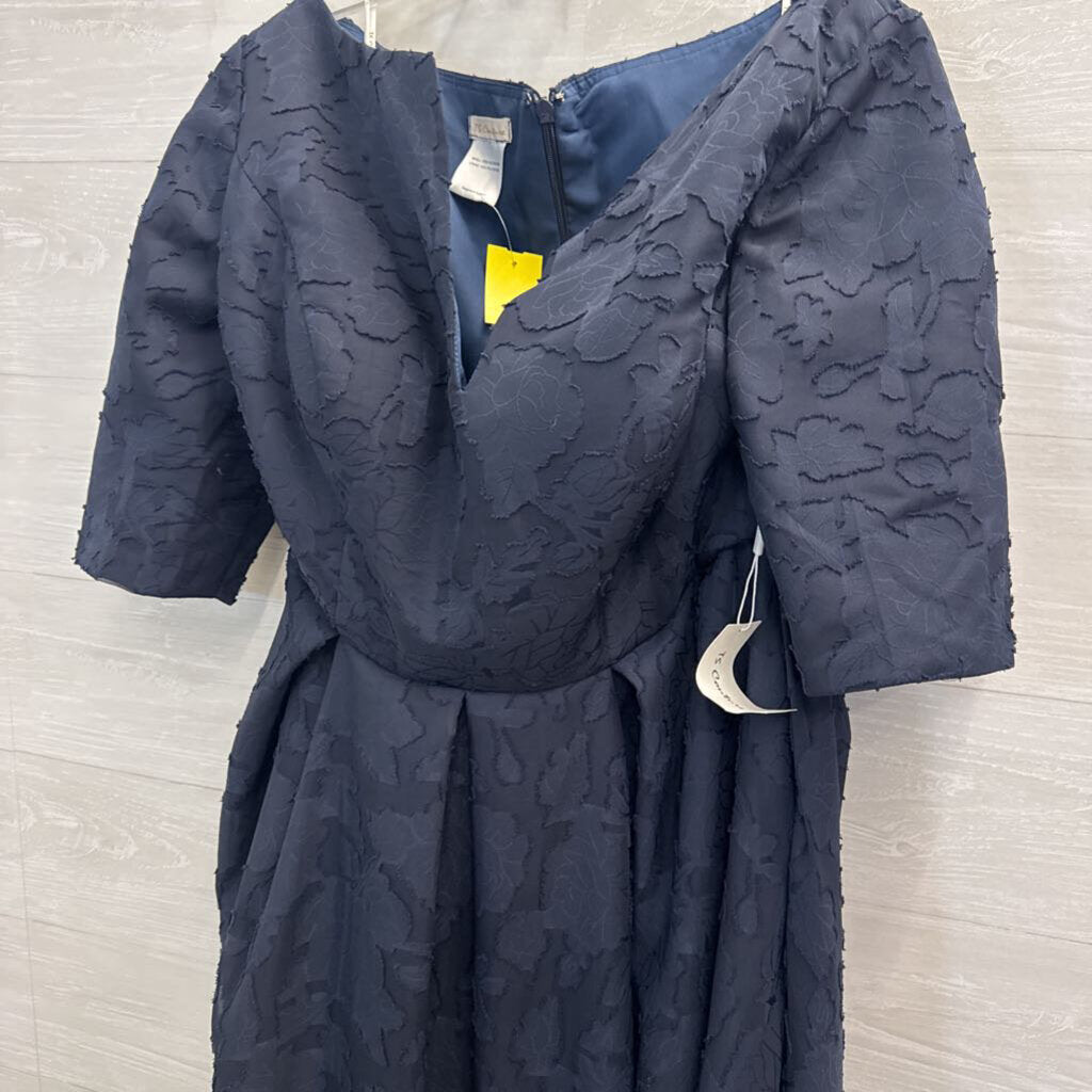 TS Couture Navy Textured Lace Half Sleeve Long Formal Dress XXL