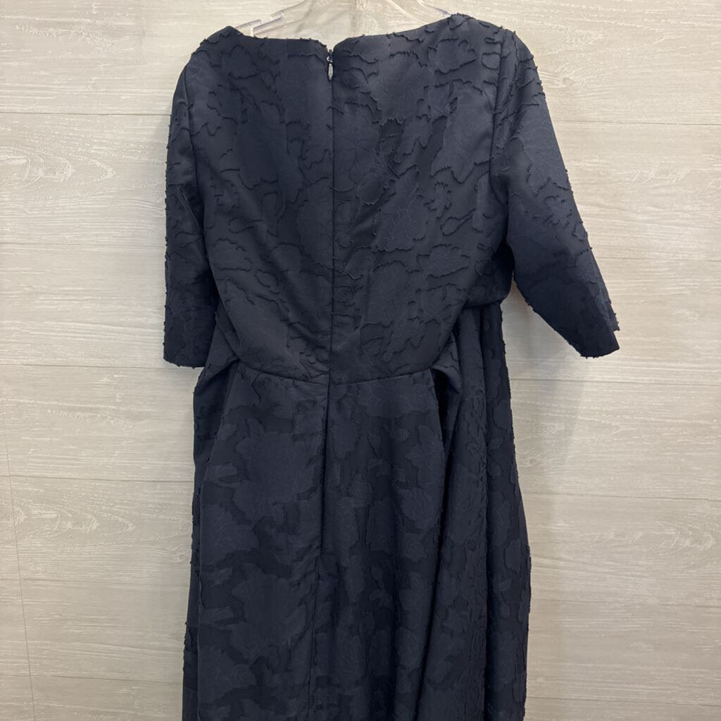 TS Couture Navy Textured Lace Half Sleeve Long Formal Dress XXL