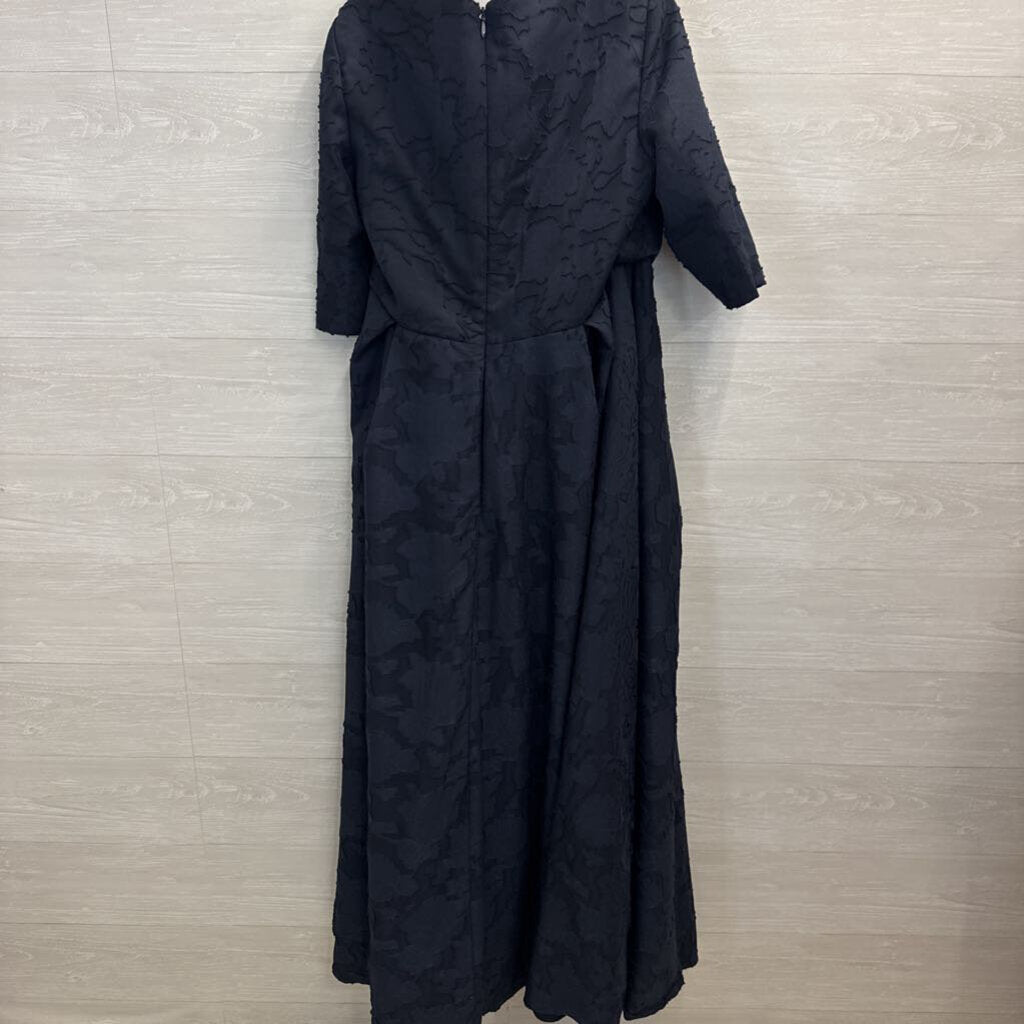 TS Couture Navy Textured Lace Half Sleeve Long Formal Dress XXL