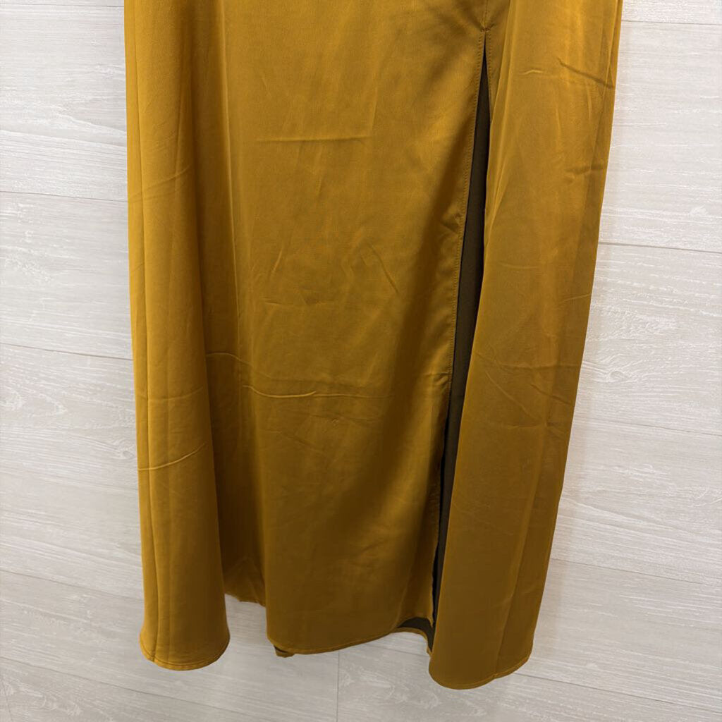 Sincerely Jules Gold Silky Maxi Skirt Large