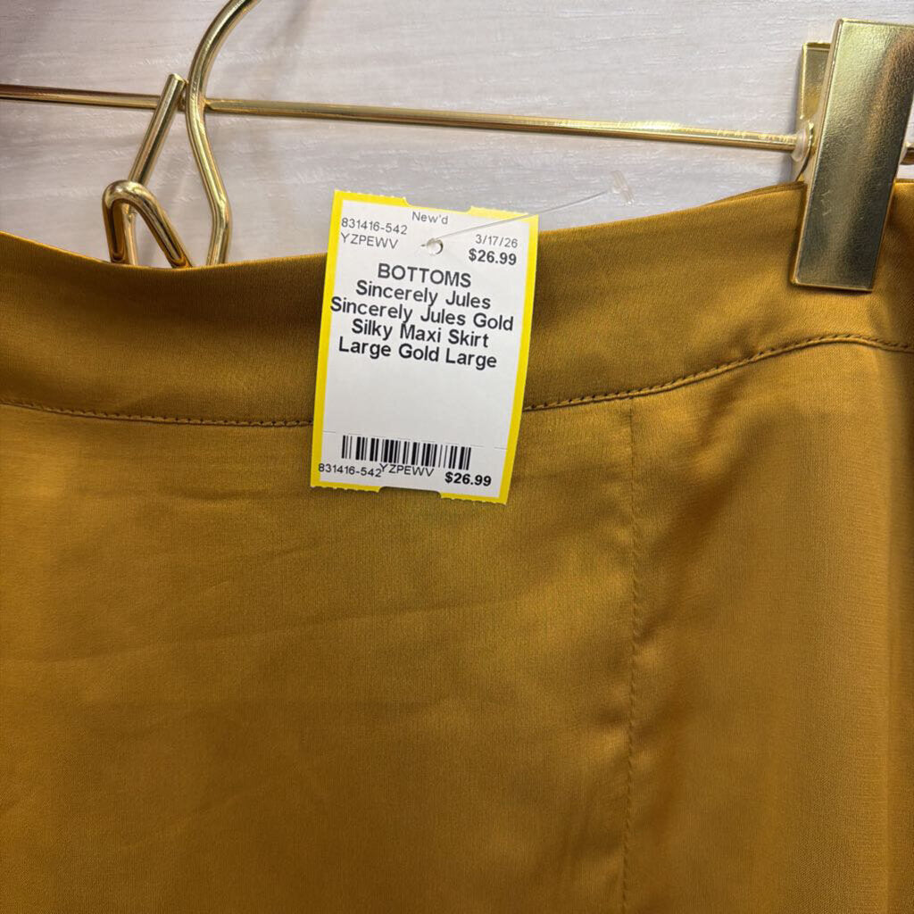 Sincerely Jules Gold Silky Maxi Skirt Large