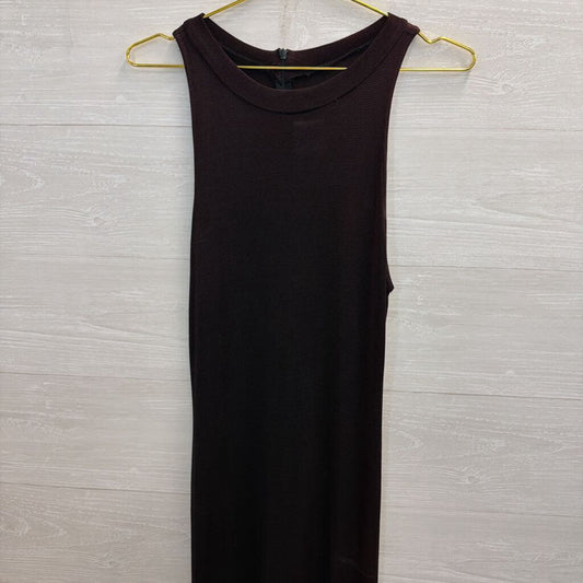 Vintage Zoe Maroon High Neck Fitted Maxi Dress Small