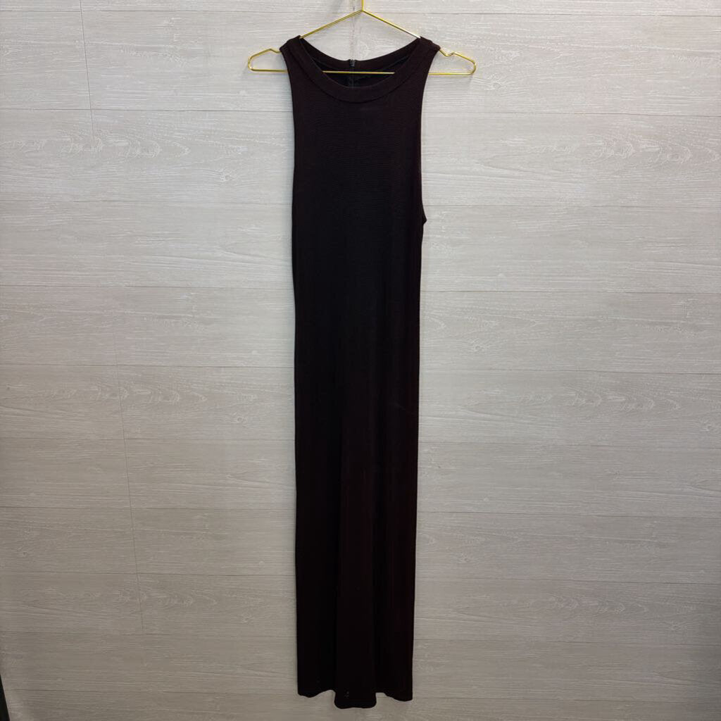 Vintage Zoe Maroon High Neck Fitted Maxi Dress Small