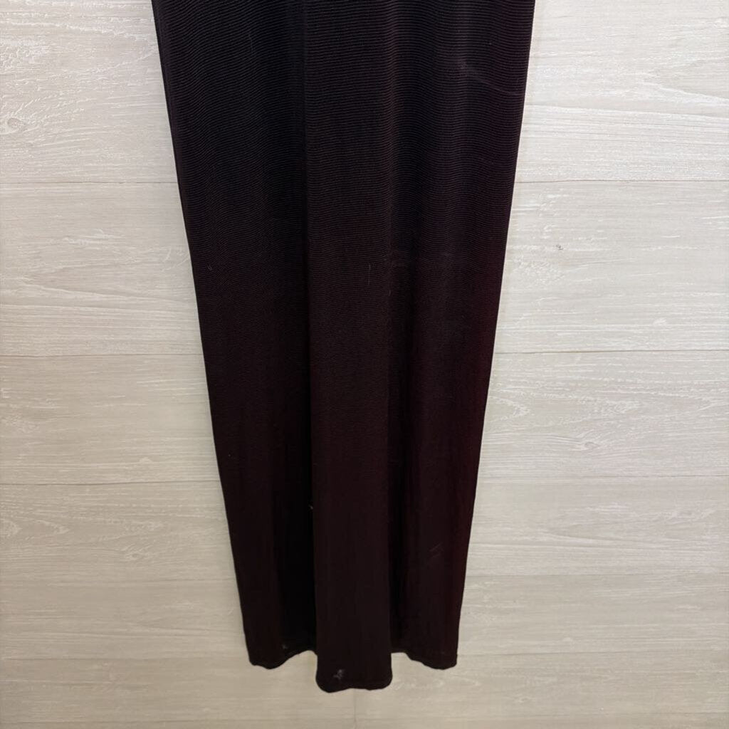 Vintage Zoe Maroon High Neck Fitted Maxi Dress Small