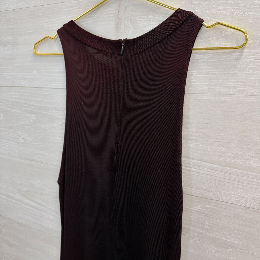 Vintage Zoe Maroon High Neck Fitted Maxi Dress Small