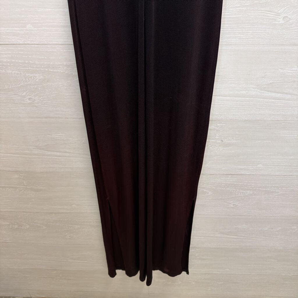 Vintage Zoe Maroon High Neck Fitted Maxi Dress Small