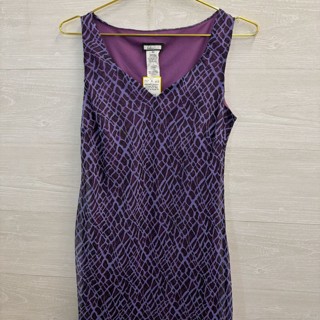 Vintage Bekiere Purple Print Midi Dress 10