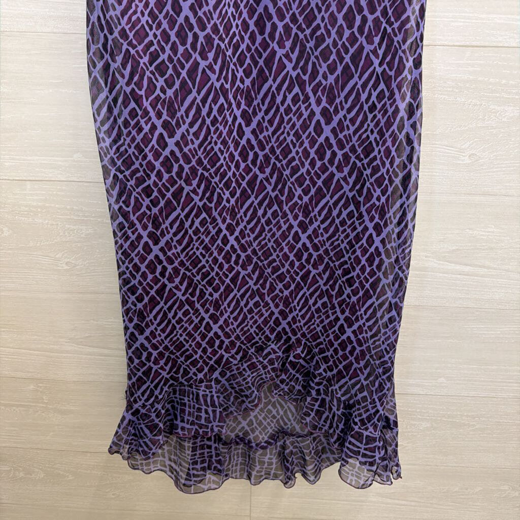 Vintage Bekiere Purple Print Midi Dress 10