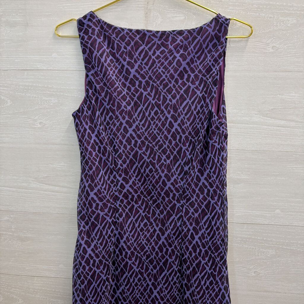 Vintage Bekiere Purple Print Midi Dress 10