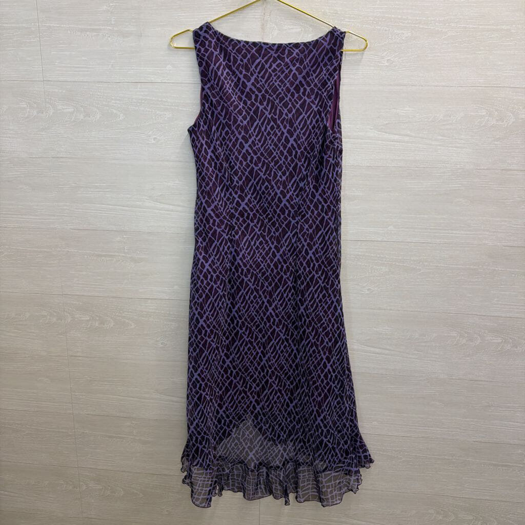 Vintage Bekiere Purple Print Midi Dress 10