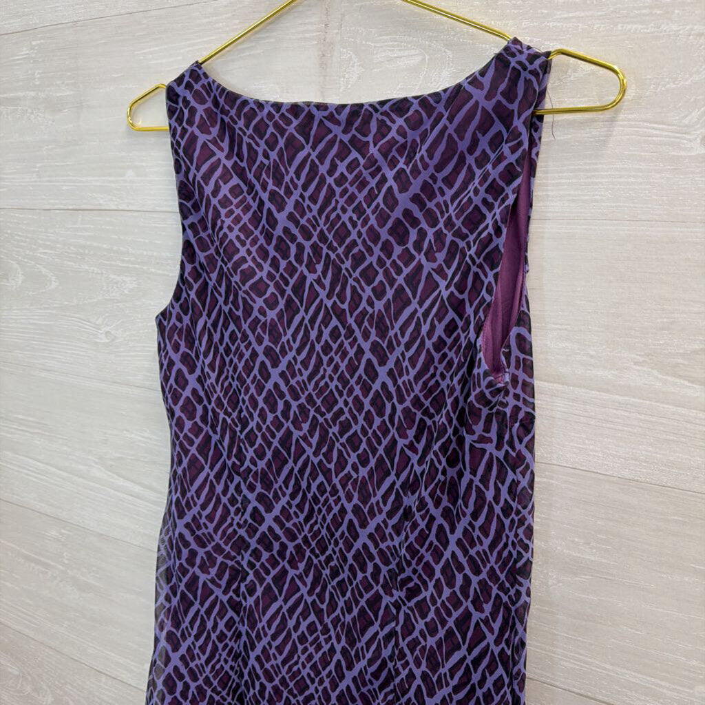 Vintage Bekiere Purple Print Midi Dress 10