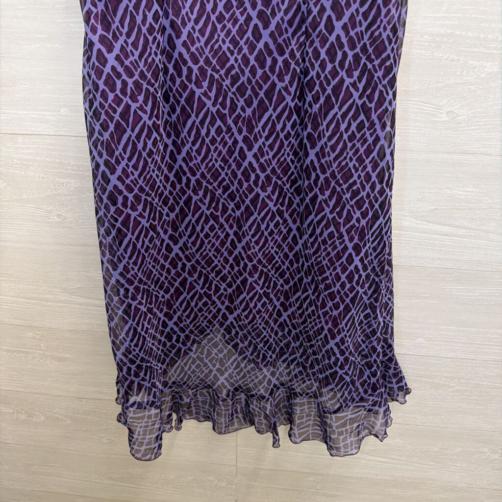 Vintage Bekiere Purple Print Midi Dress 10