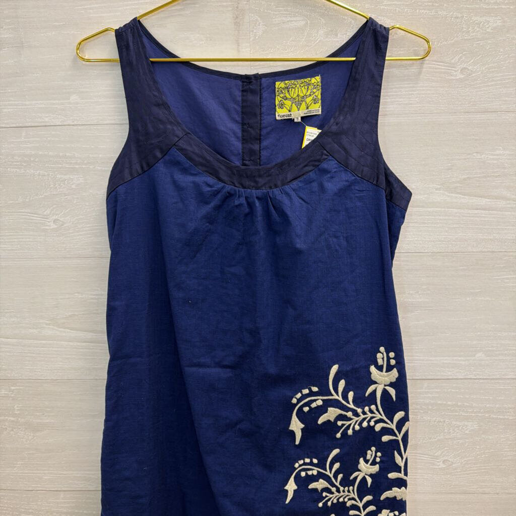 Anthropologie Floreat Navy Blue Embroidered Shift Dress 0