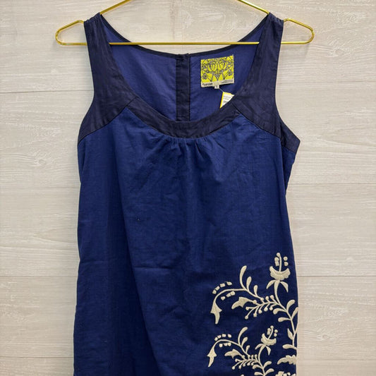 Anthropologie Floreat Navy Blue Embroidered Shift Dress 0