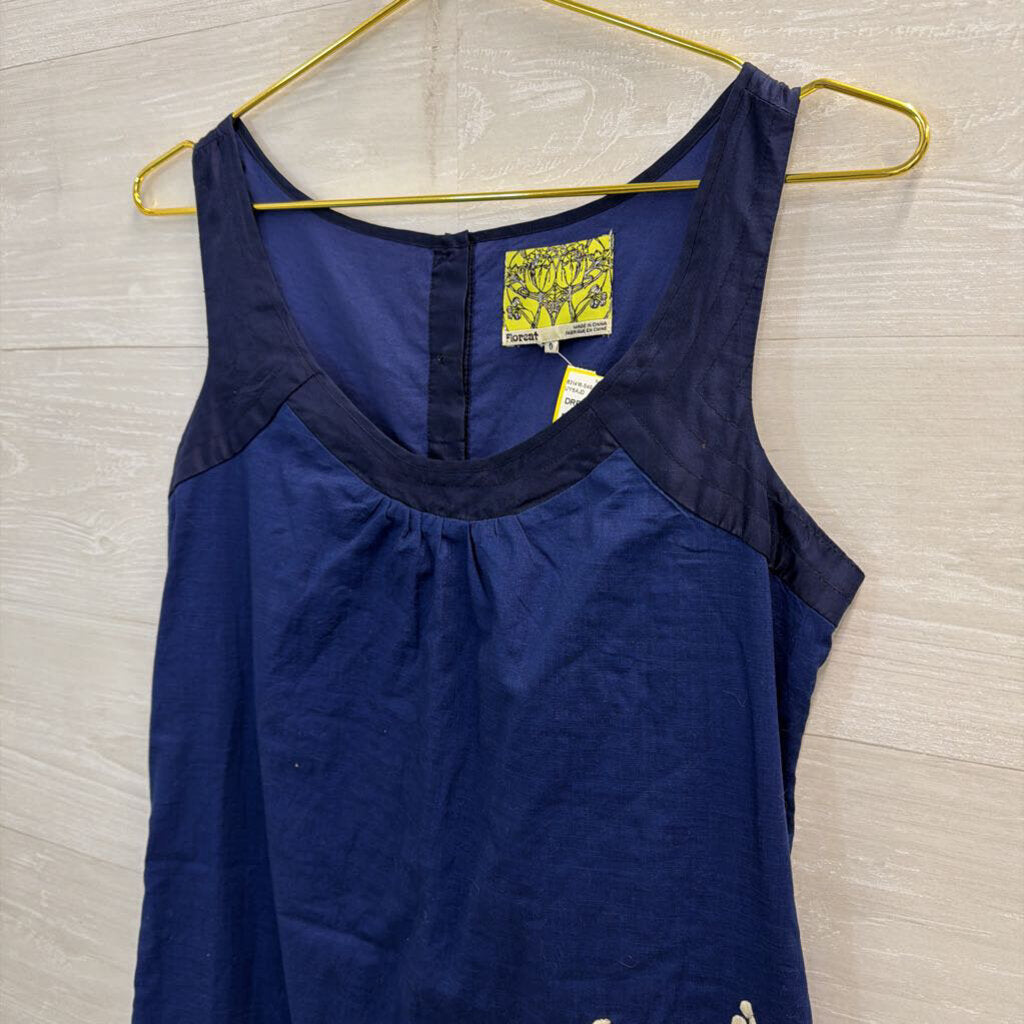 Anthropologie Floreat Navy Blue Embroidered Shift Dress 0