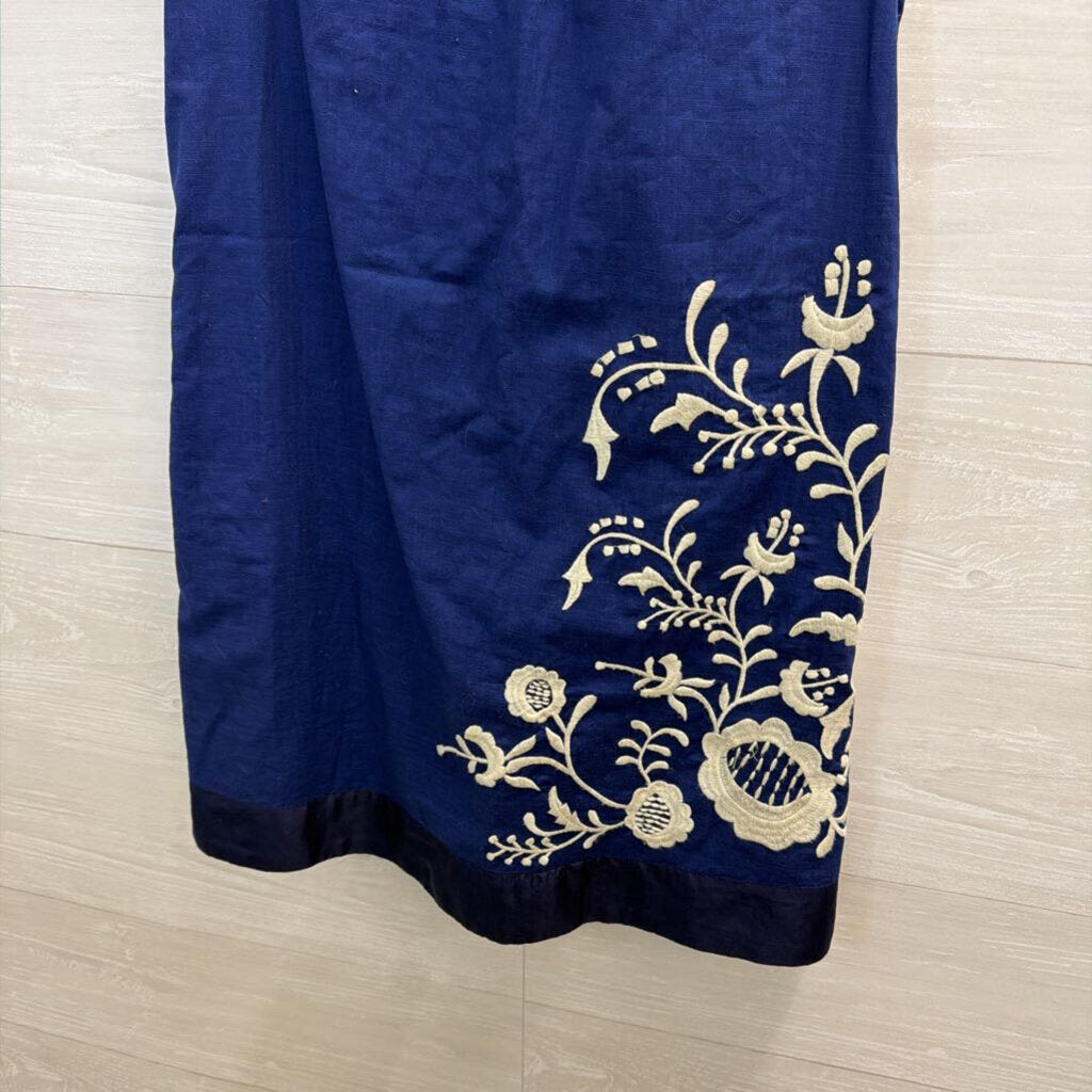 Anthropologie Floreat Navy Blue Embroidered Shift Dress 0