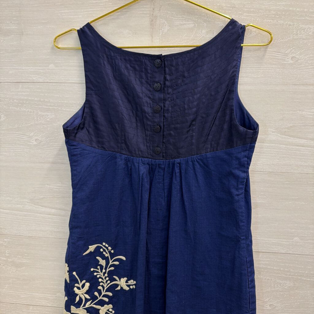 Anthropologie Floreat Navy Blue Embroidered Shift Dress 0