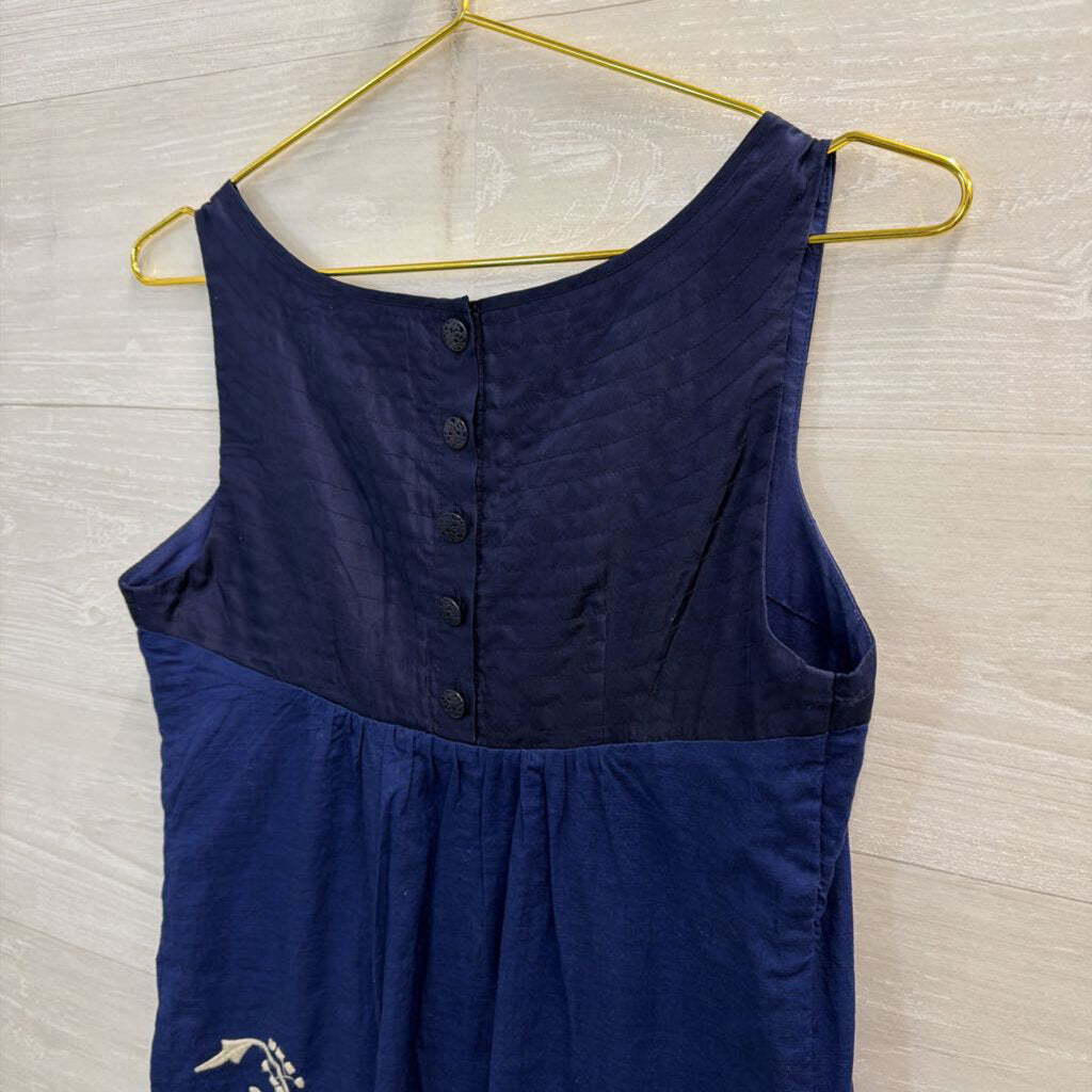 Anthropologie Floreat Navy Blue Embroidered Shift Dress 0