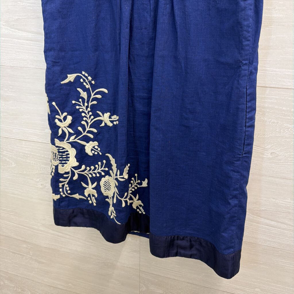 Anthropologie Floreat Navy Blue Embroidered Shift Dress 0