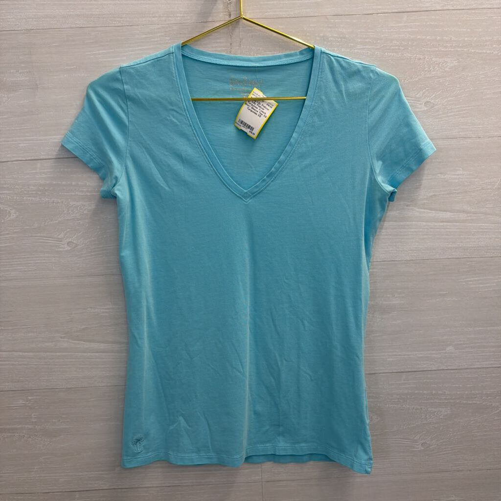 Lilly Pulitzer Turquoise V-neck Short Sleeve Tee XS