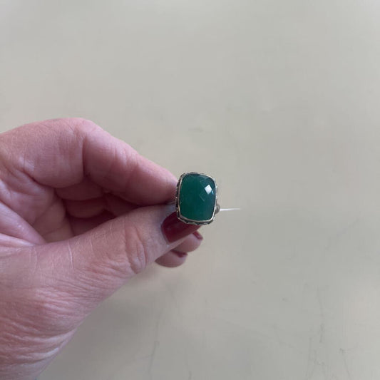 Sterling Silver Green Onyx Ring Size 7