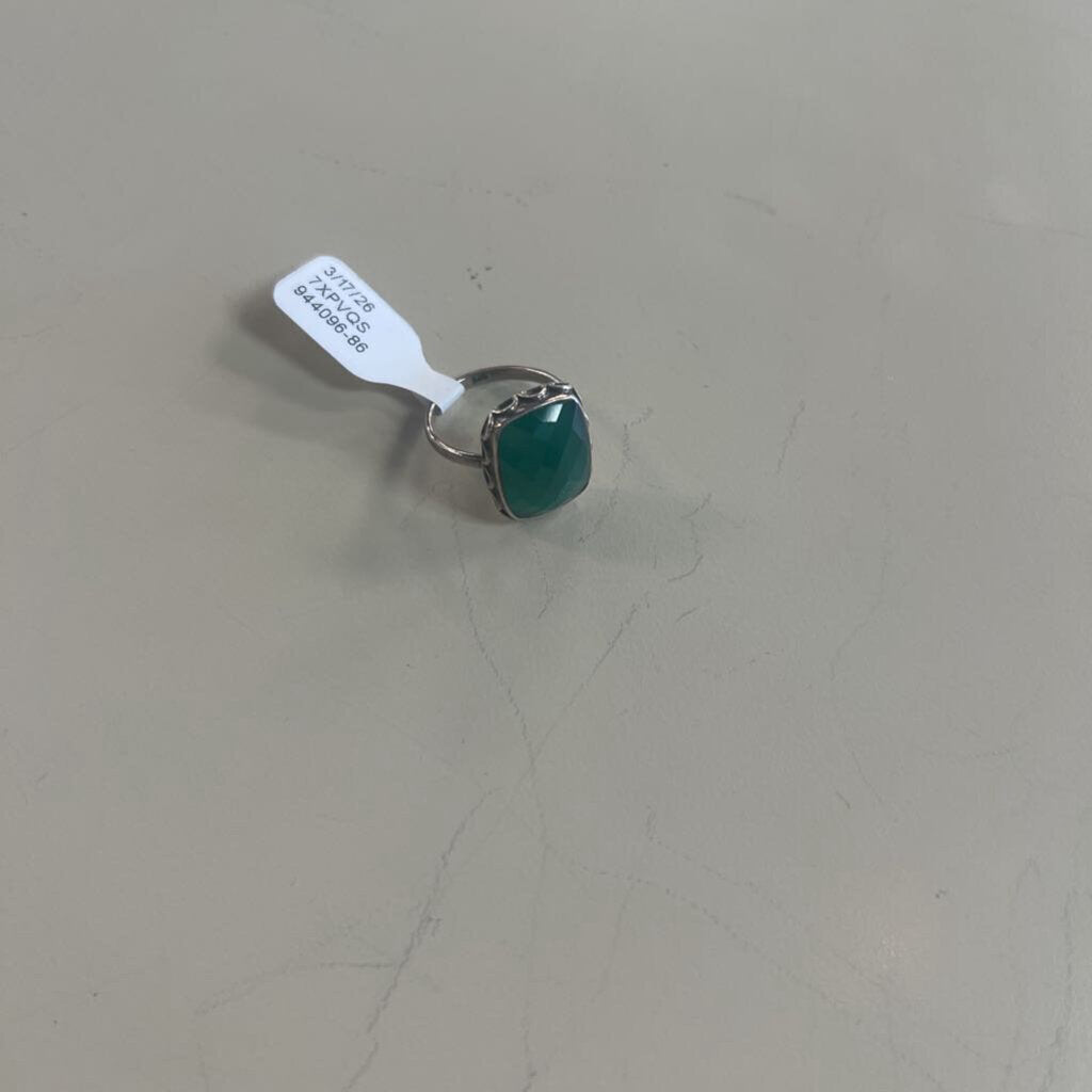 Sterling Silver Green Onyx Ring Size 7