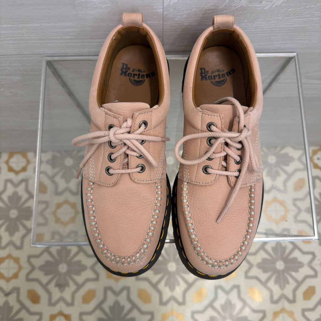 Dr. Martens Powder Pink Lowell Buttersoft Leather Moc Toe Shoes 9