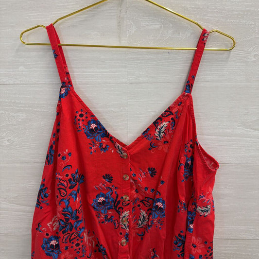 Torrid Pink Floral Button Down Tie Tank 0