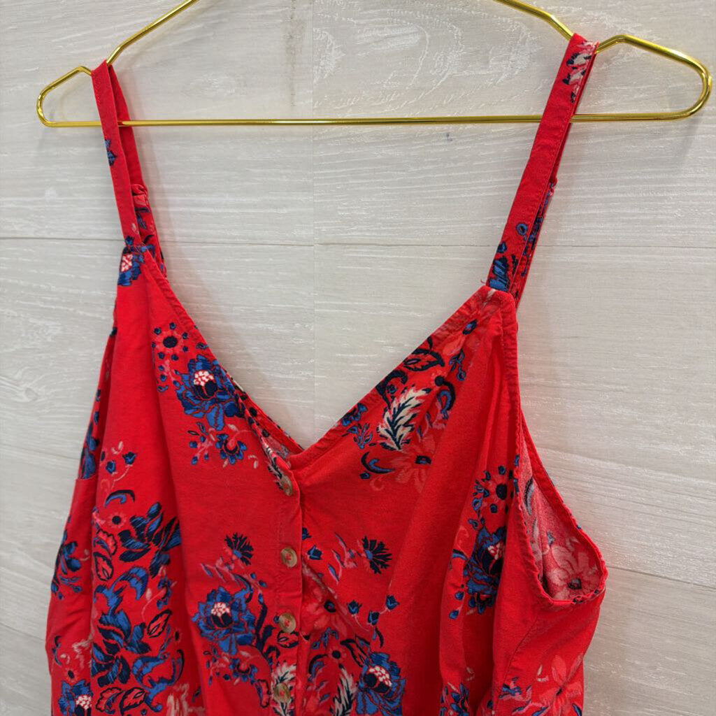 Torrid Pink Floral Button Down Tie Tank 0