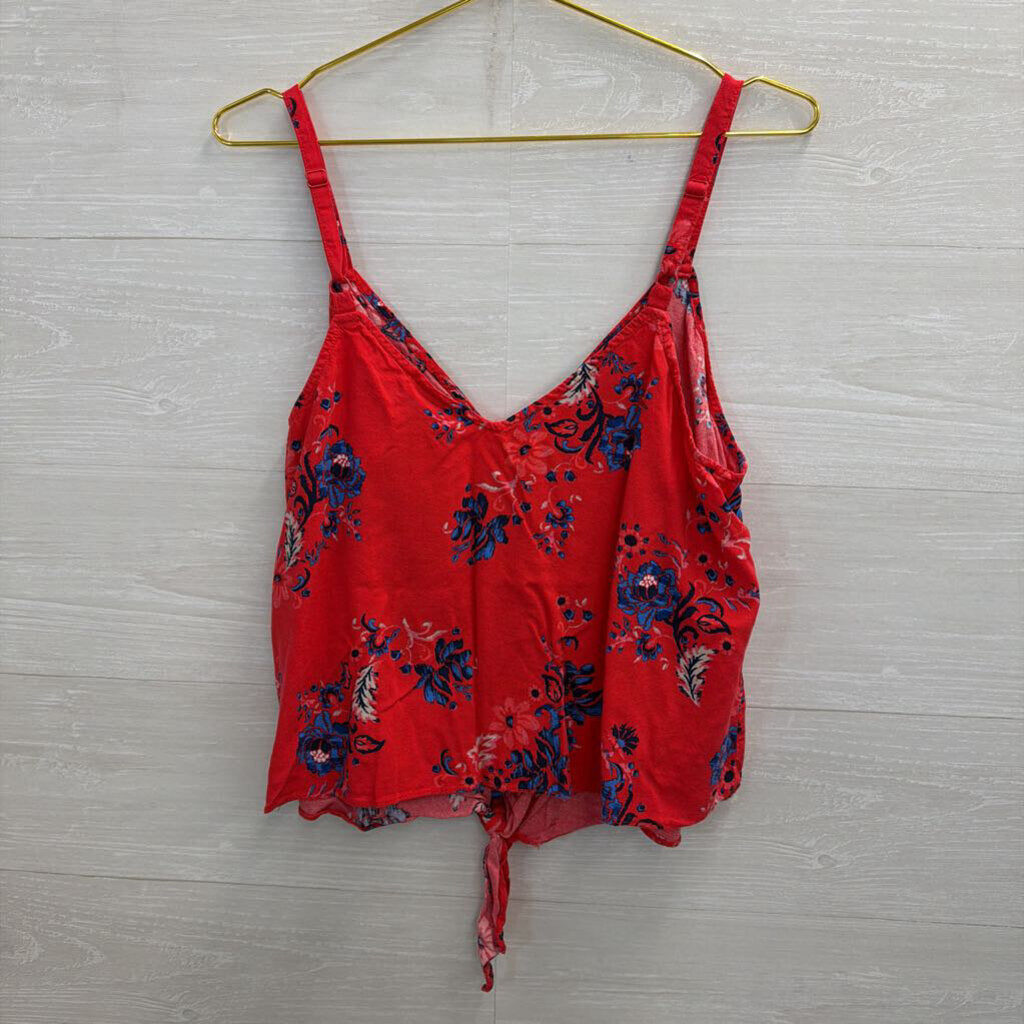 Torrid Pink Floral Button Down Tie Tank 0
