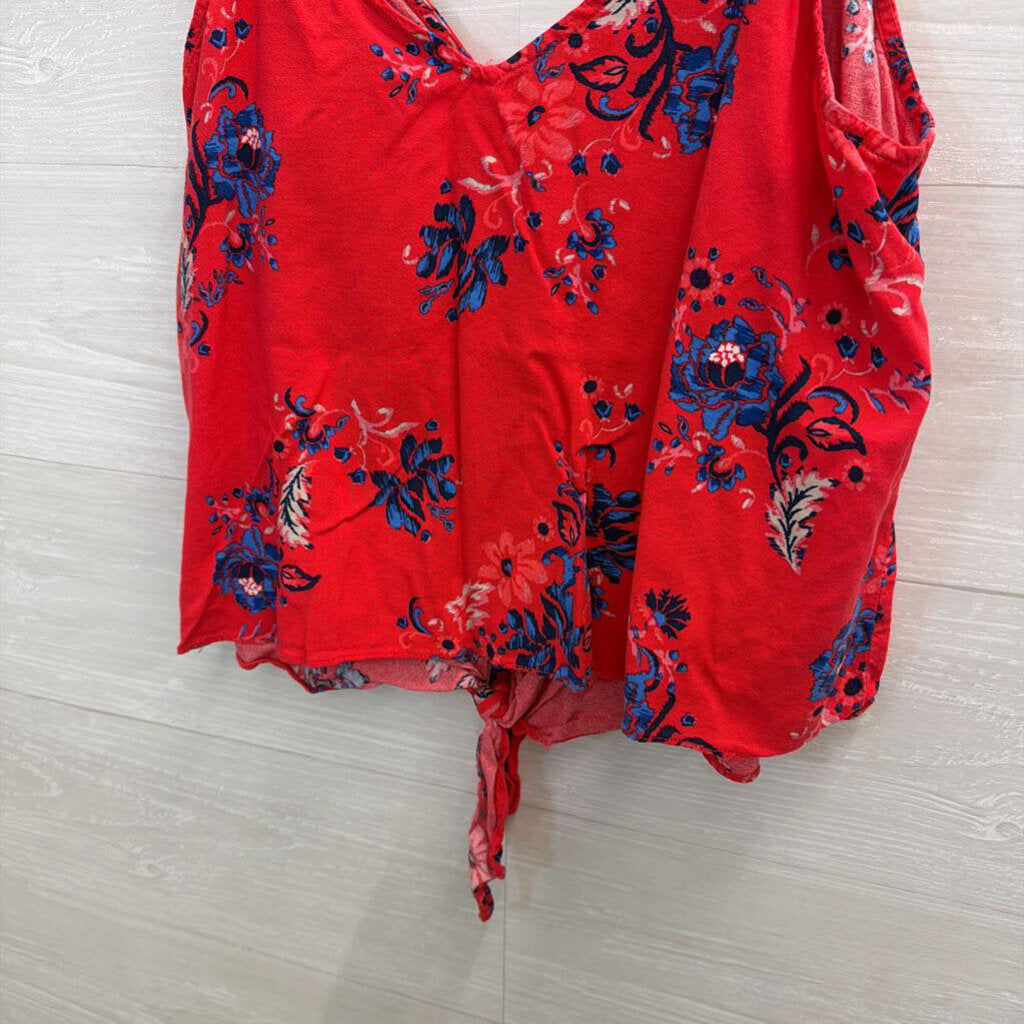 Torrid Pink Floral Button Down Tie Tank 0