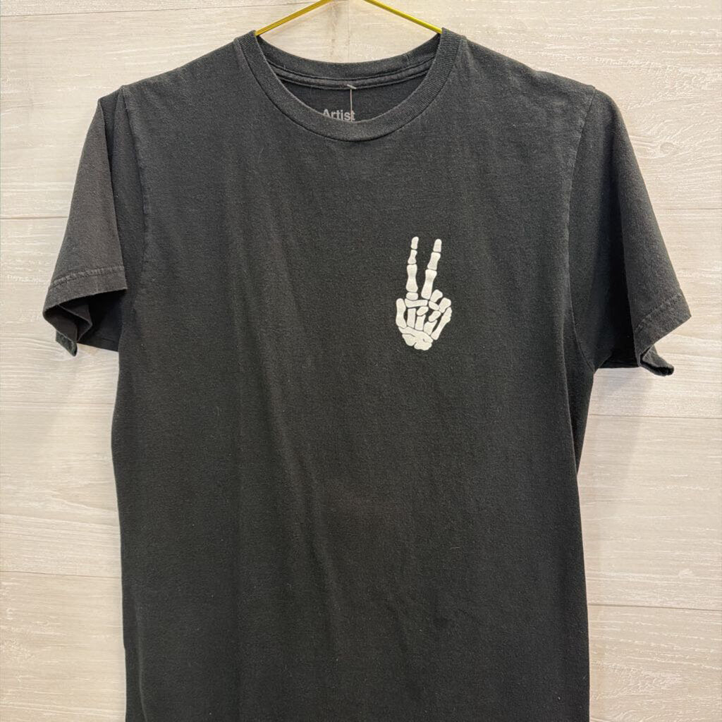 Artist Union Black Skeleton Peace Tee Medium