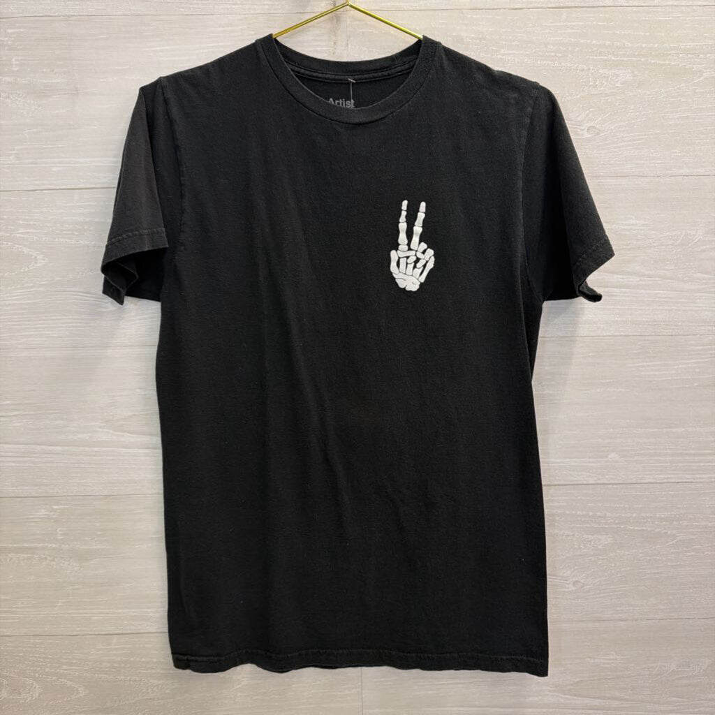 Artist Union Black Skeleton Peace Tee Medium