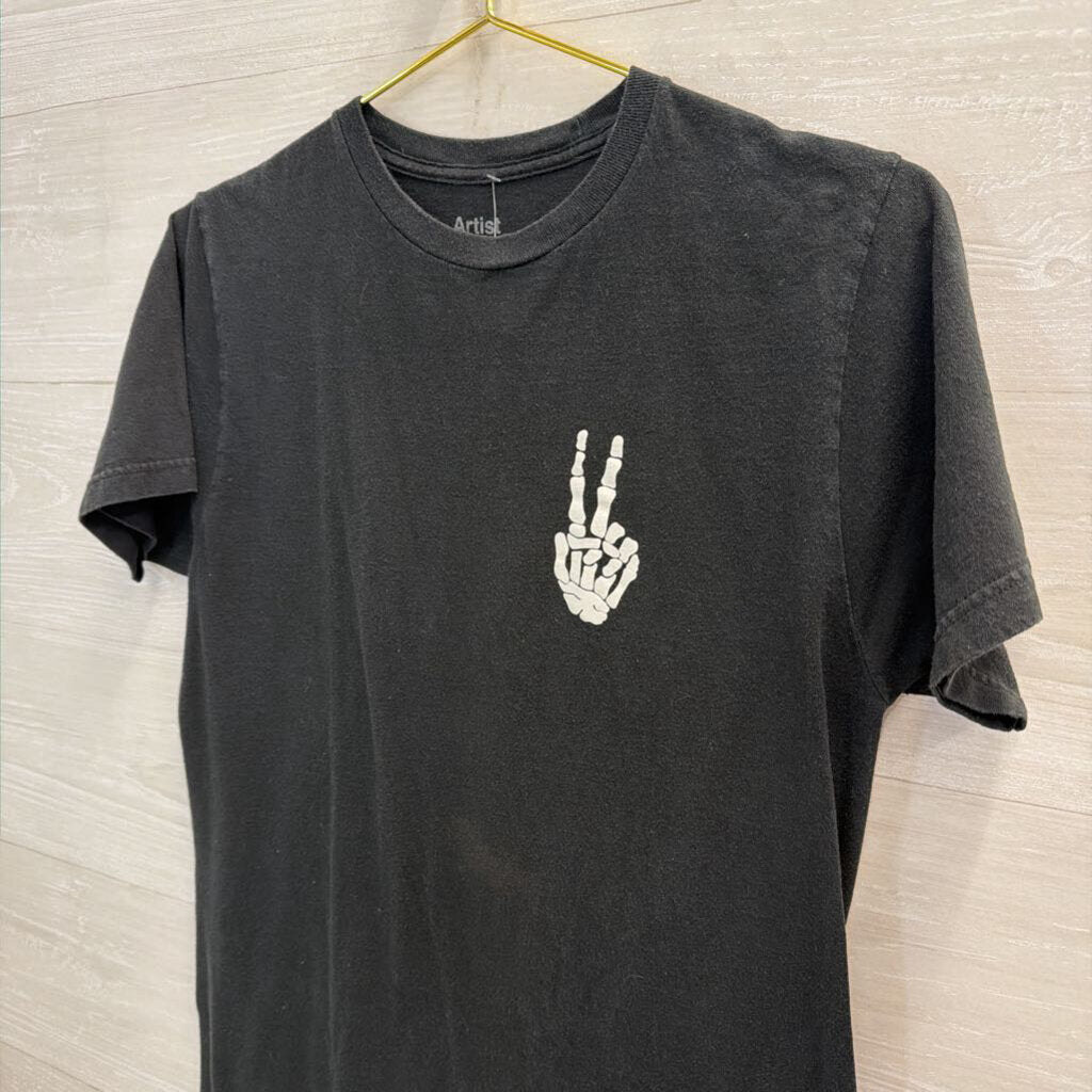 Artist Union Black Skeleton Peace Tee Medium