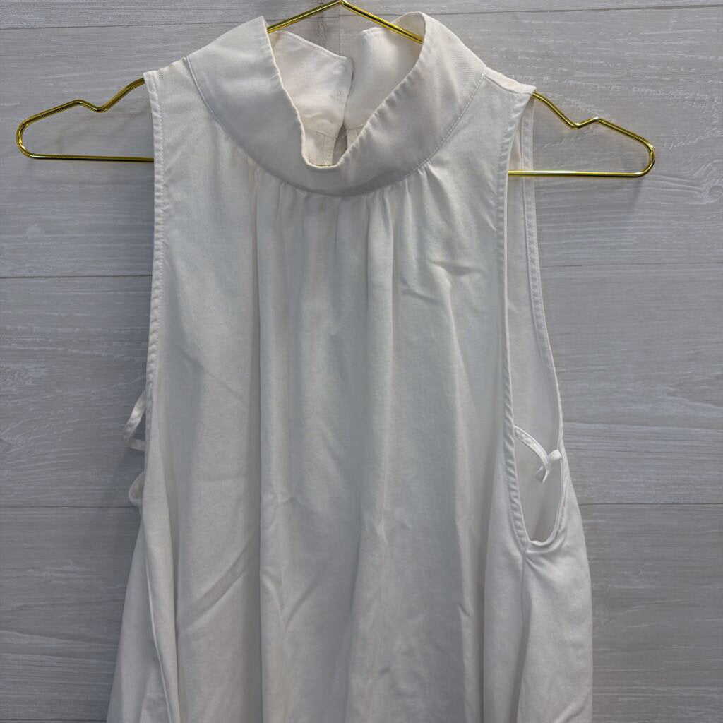 Free People White High Neck Cutout Flowy Top Small