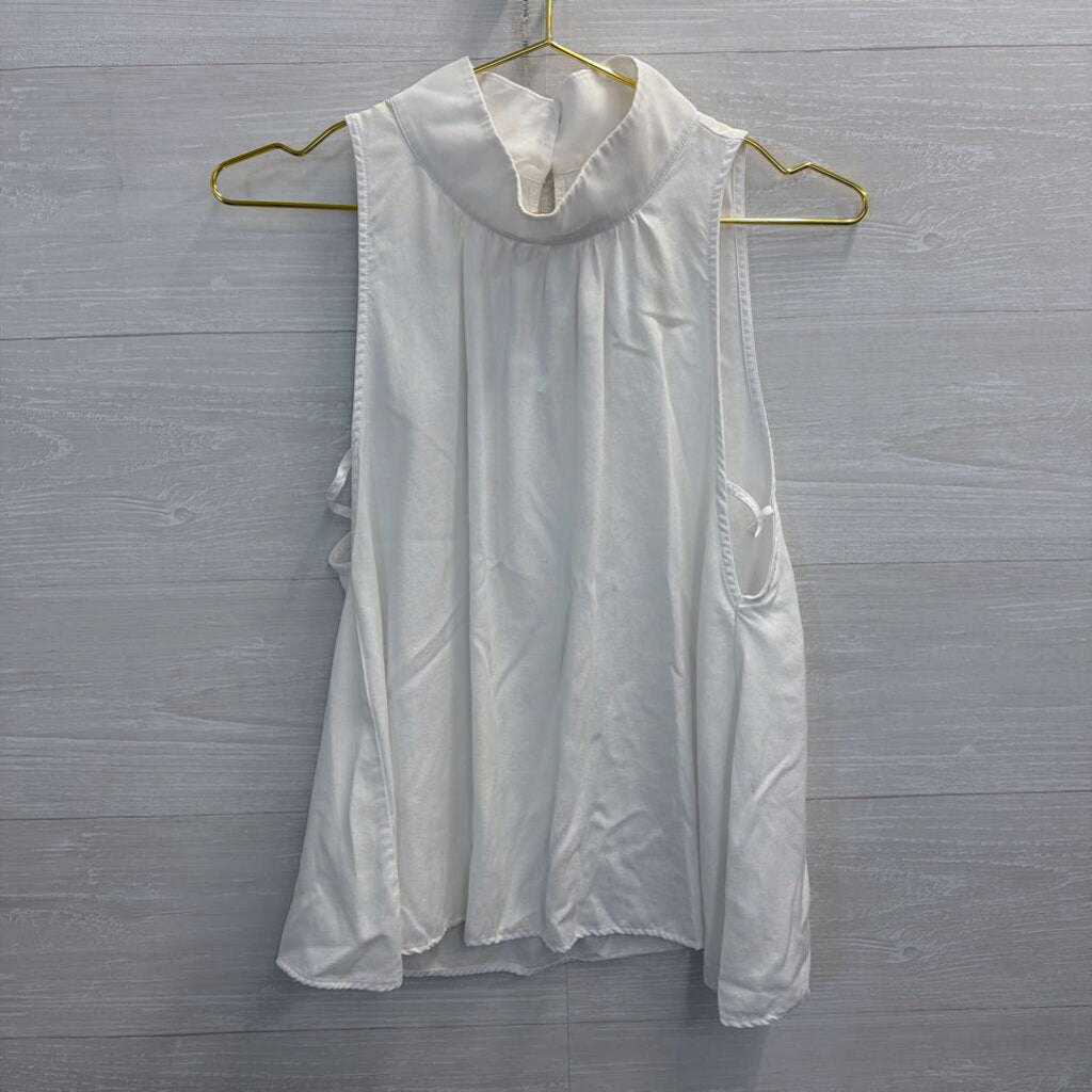 Free People White High Neck Cutout Flowy Top Small