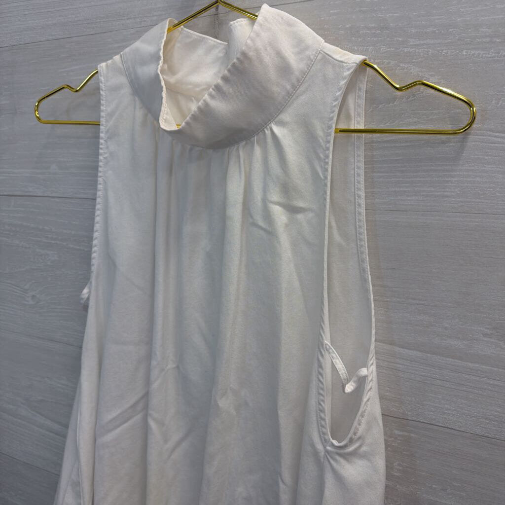 Free People White High Neck Cutout Flowy Top Small