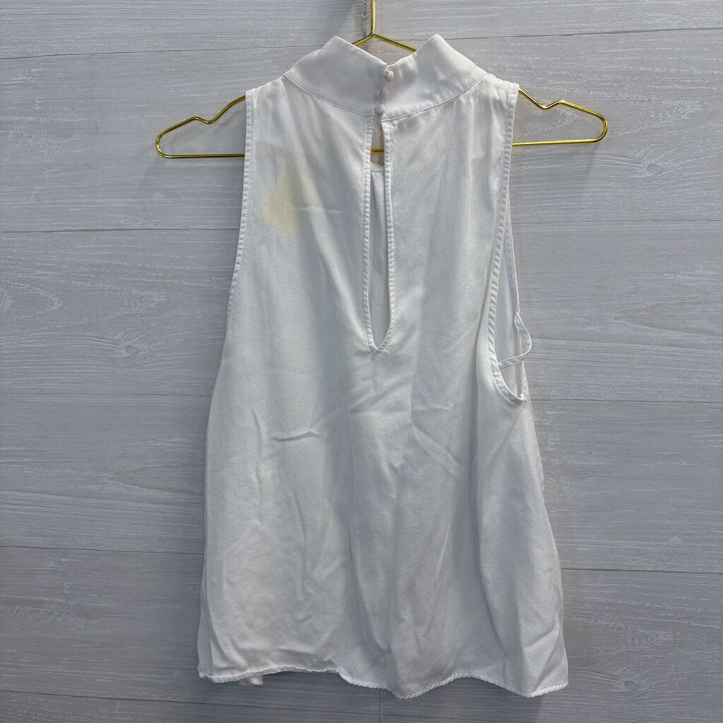 Free People White High Neck Cutout Flowy Top Small