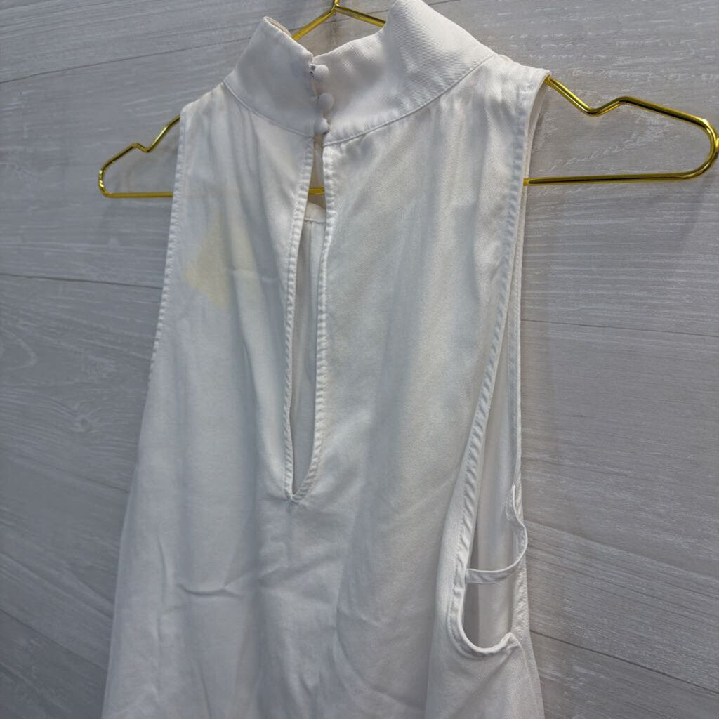 Free People White High Neck Cutout Flowy Top Small