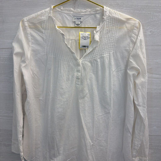 J Crew White Pintuck Lace Trim Top 4