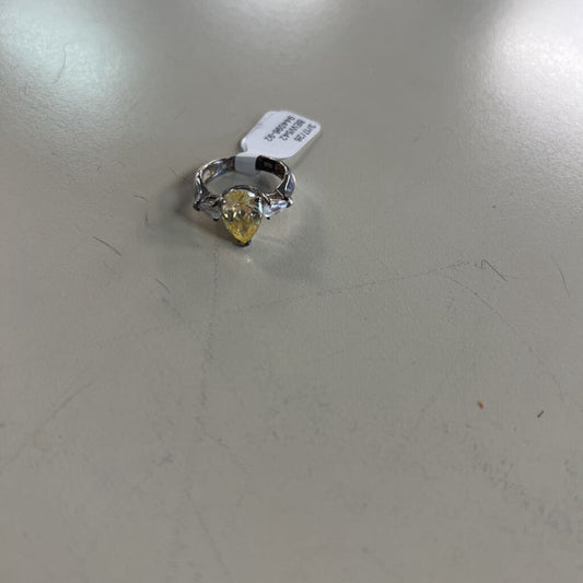 Sterling Silver Yellow Stone Ring Size 7