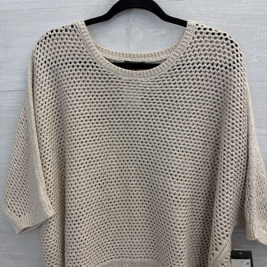 Vince Camuto Beige Open Shimmer Knit Boxy Sweater Top Extra Large