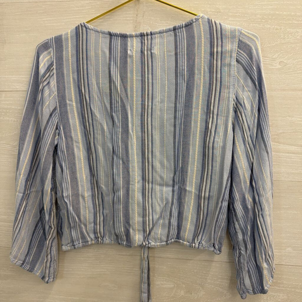 American Eagle Cropped Blue Striped Top Small