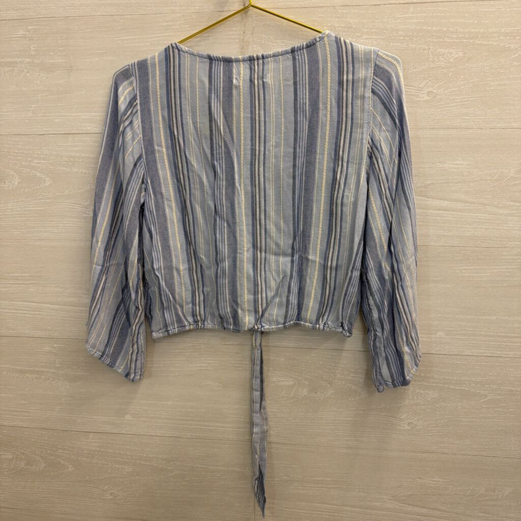 American Eagle Cropped Blue Striped Top Small