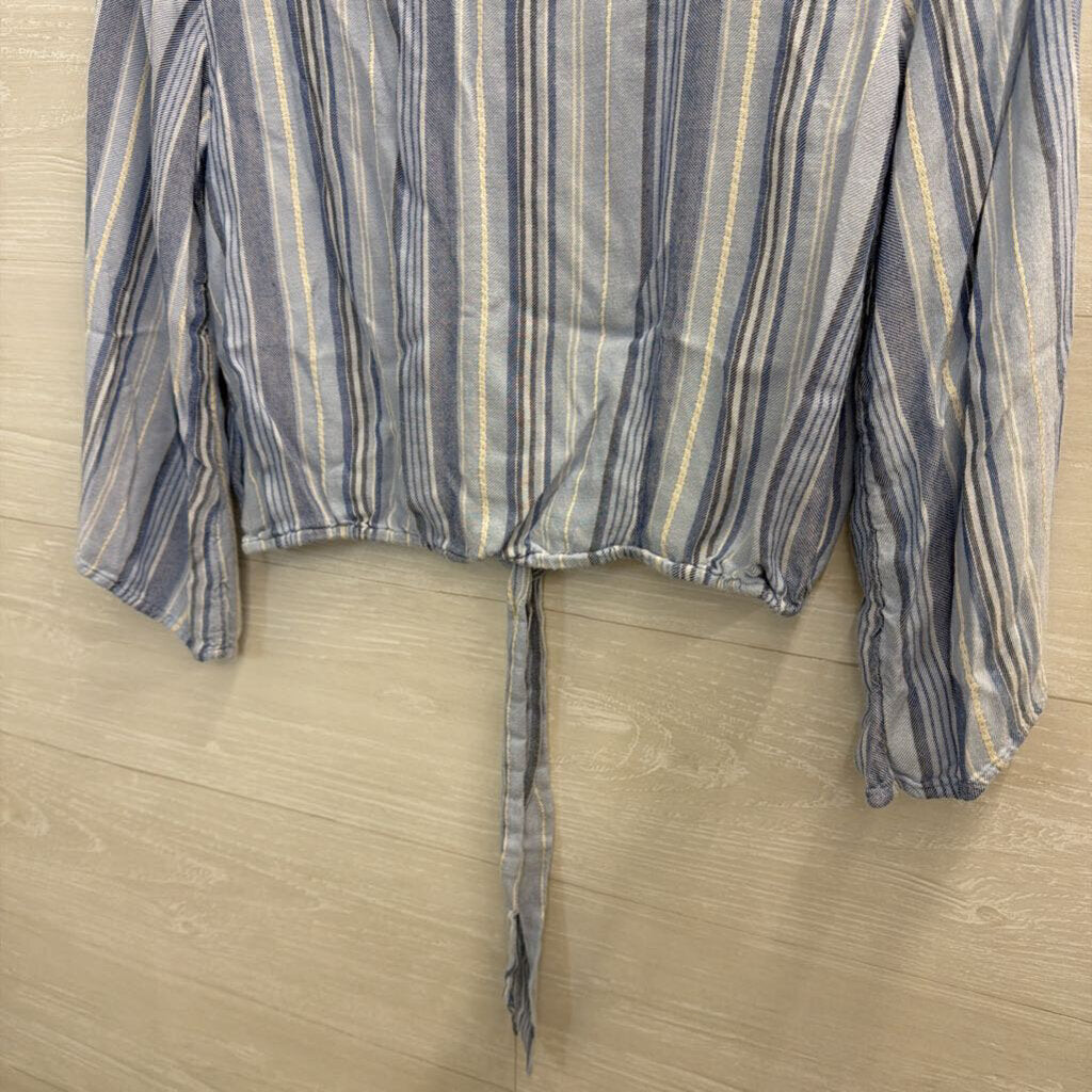 American Eagle Cropped Blue Striped Top Small
