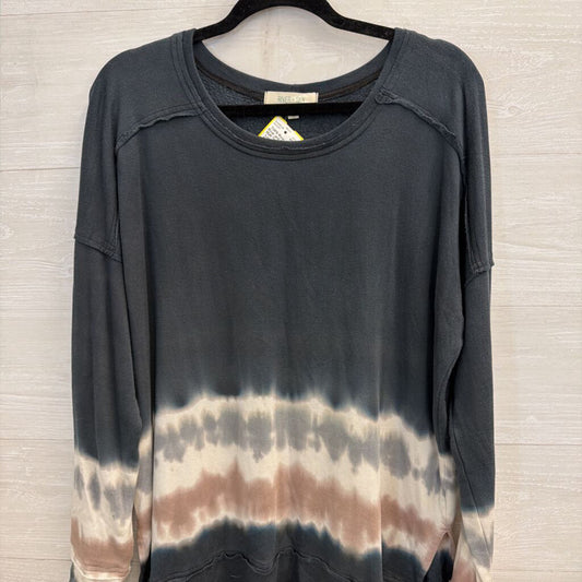 River and Sky Blue/ Multi Tie Dye Detail Long Sleeve Top Small