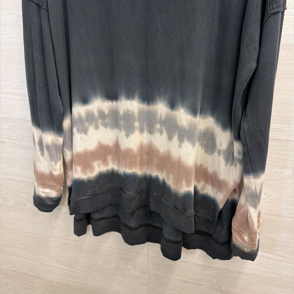 River and Sky Blue/ Multi Tie Dye Detail Long Sleeve Top Small