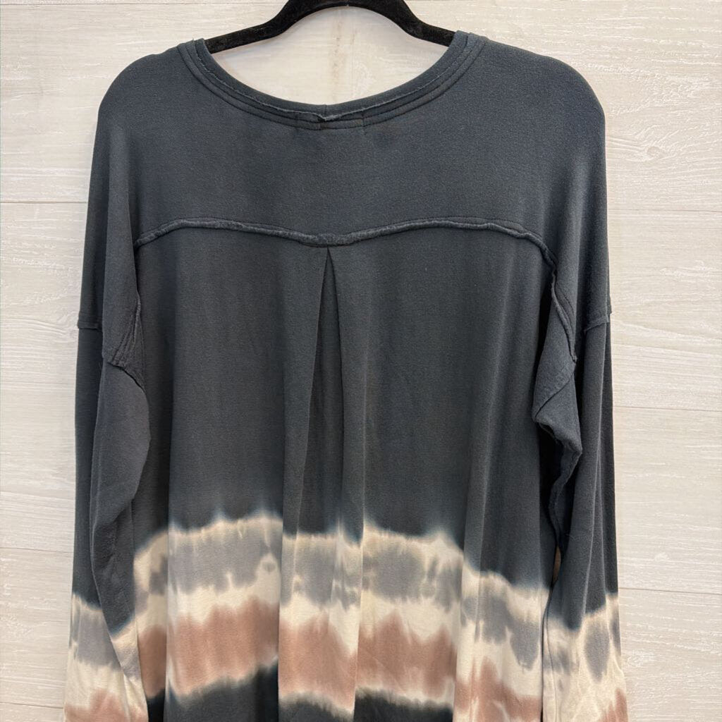 River and Sky Blue/ Multi Tie Dye Detail Long Sleeve Top Small