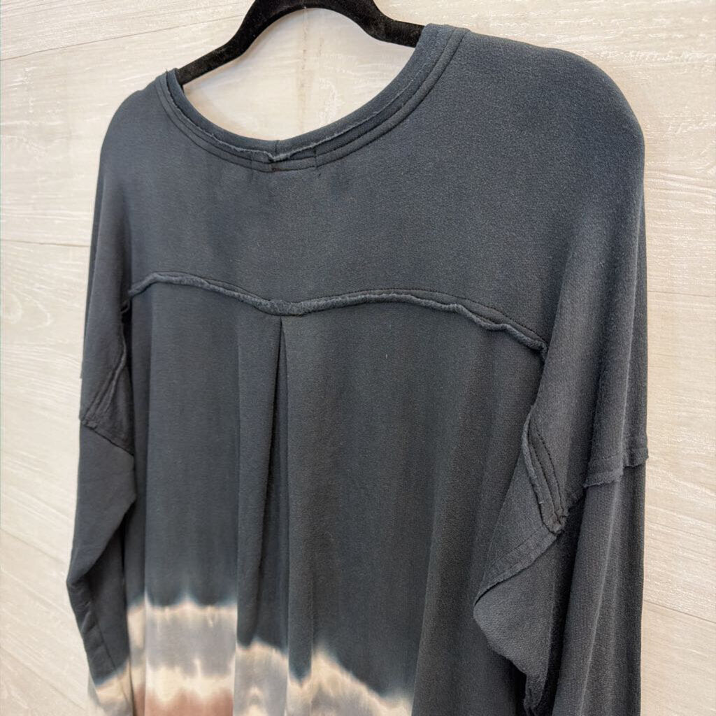 River and Sky Blue/ Multi Tie Dye Detail Long Sleeve Top Small