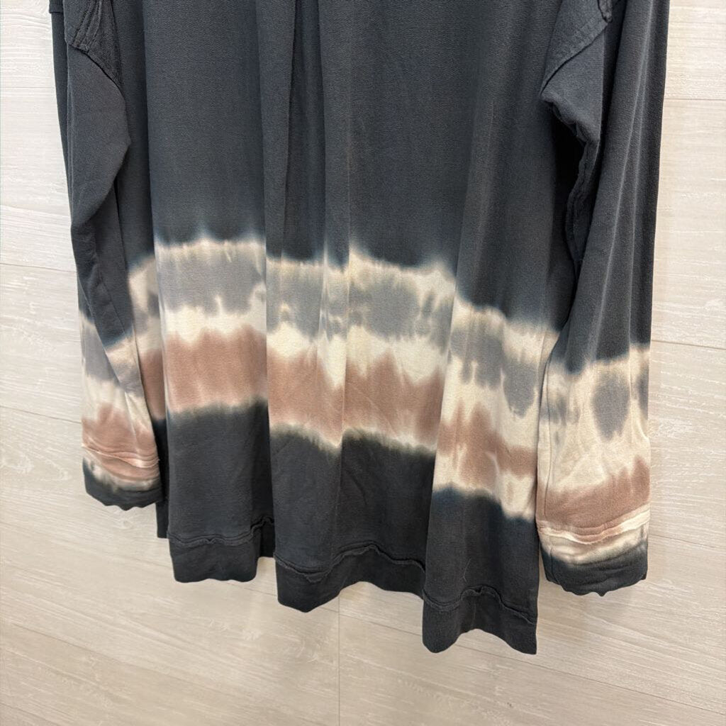 River and Sky Blue/ Multi Tie Dye Detail Long Sleeve Top Small